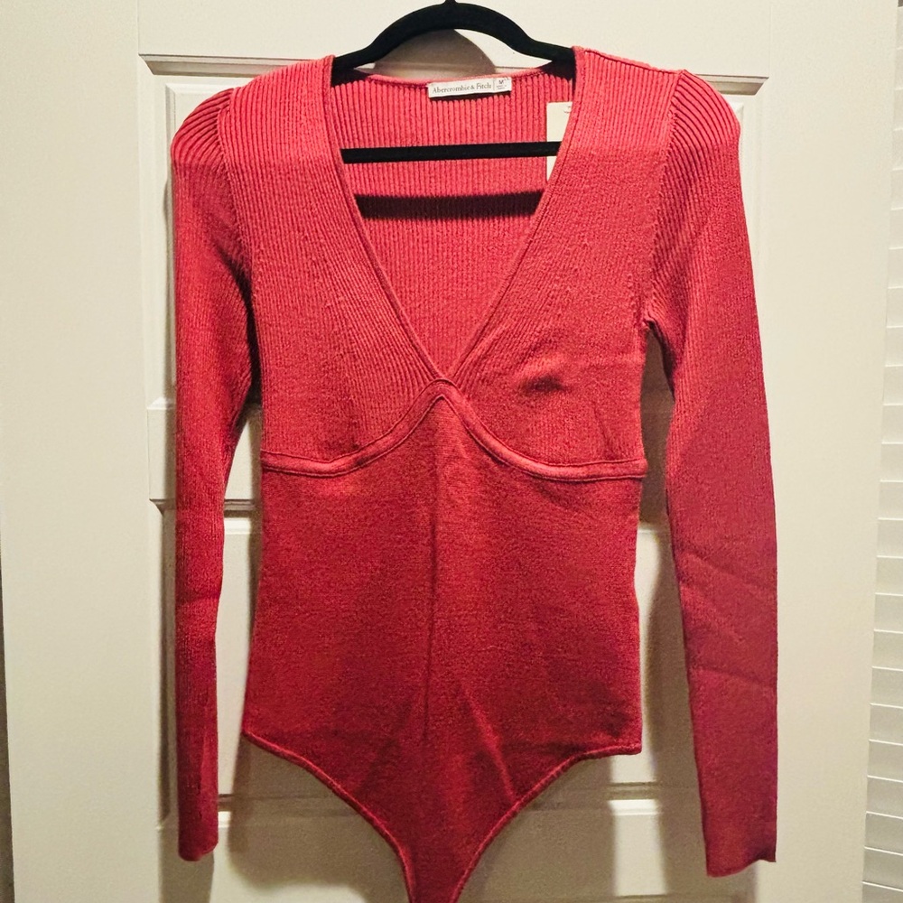 Women's Knit V-Neck Thong Bodysuit NWT